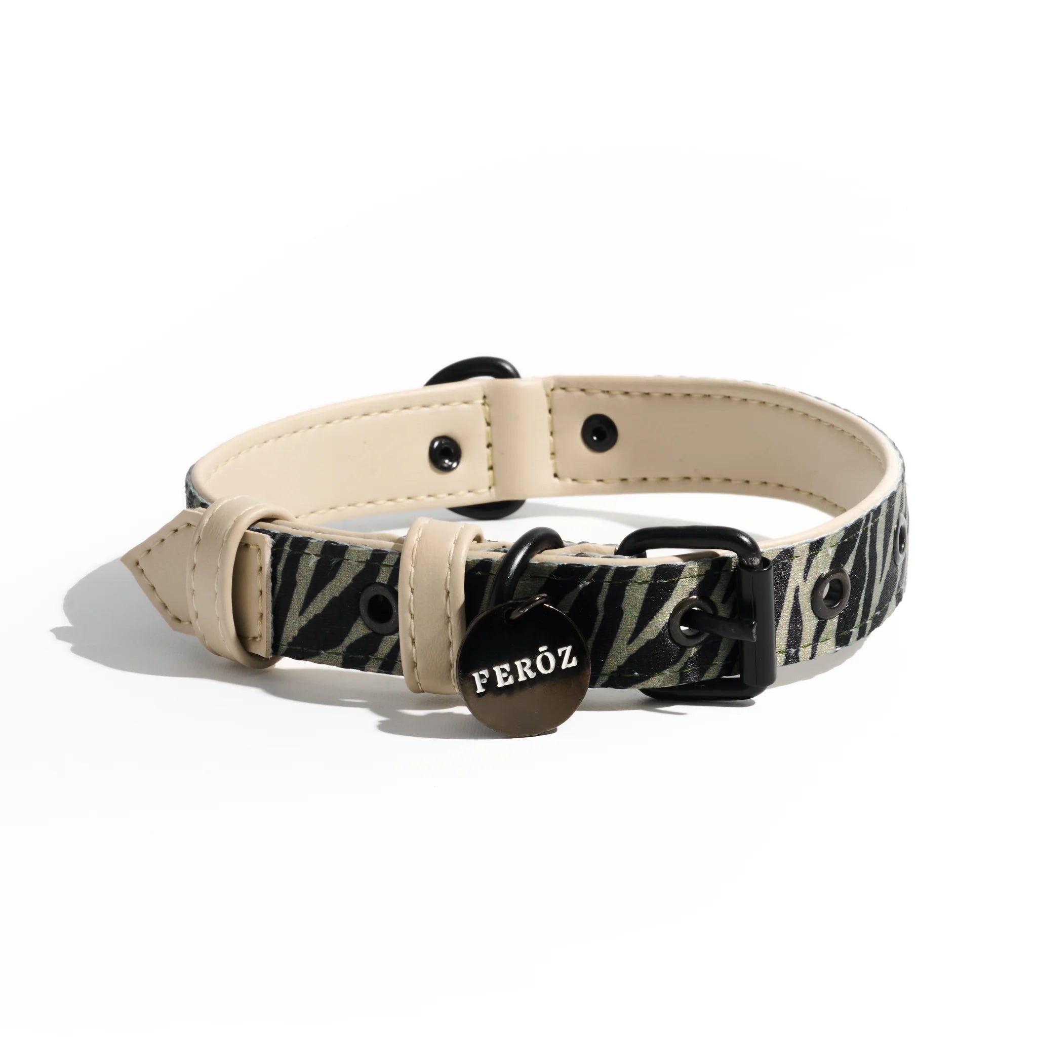 Dog Collar Green Zebra